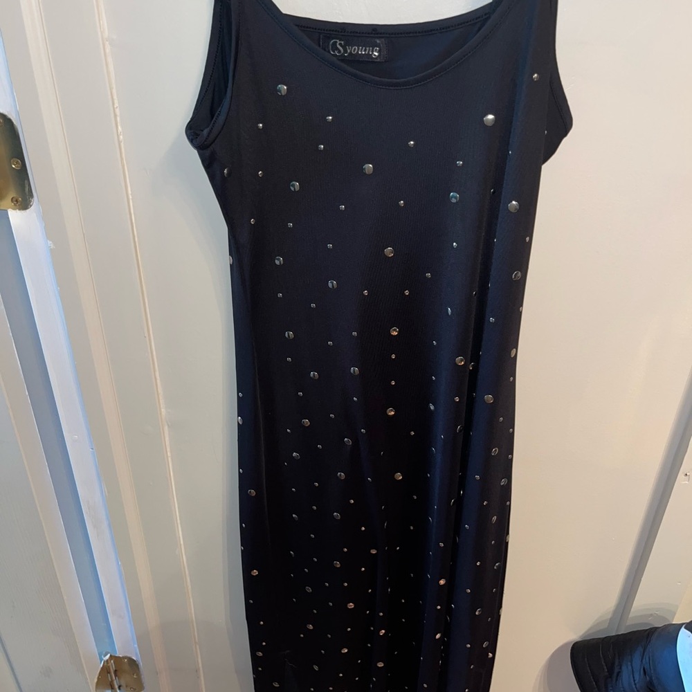 Black Embellished Midi Dress